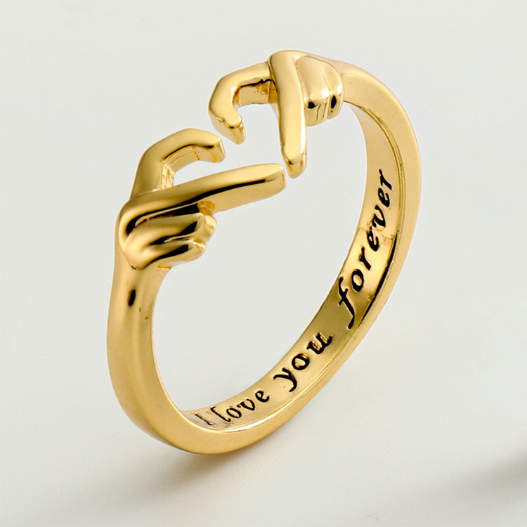 Romantic Heart Hand-Hug Ring
