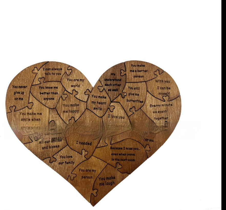 "Reasons I Love You" Wooden Heart Puzzle — Romantic Valentine Gift