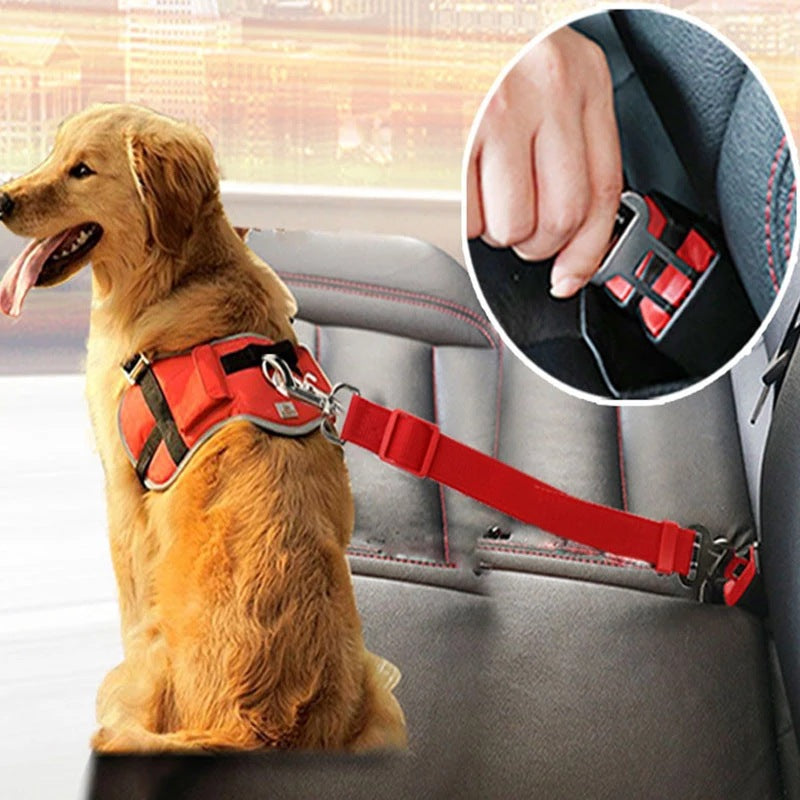 Adjustable Pet Seat Belt for Car — Dog & Cat Harness Lead Clip, Safety Restraint