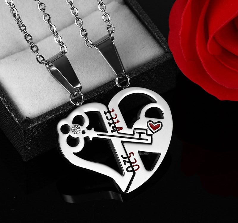 Lover’s Pendant Set — Heart Necklace for Him & Her