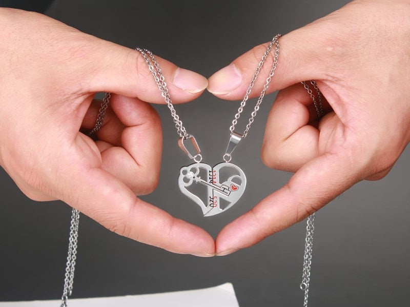 Lover’s Pendant Set — Heart Necklace for Him & Her