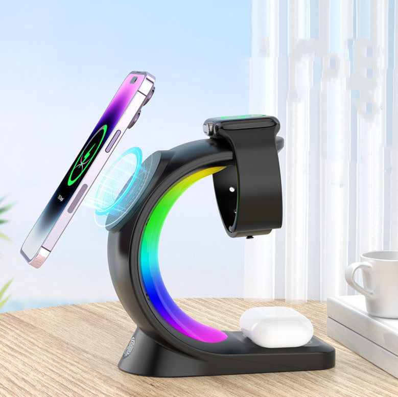 Magnetic Wireless Charging Dock with RGB light — iPhone, AirPods Pro, Watch