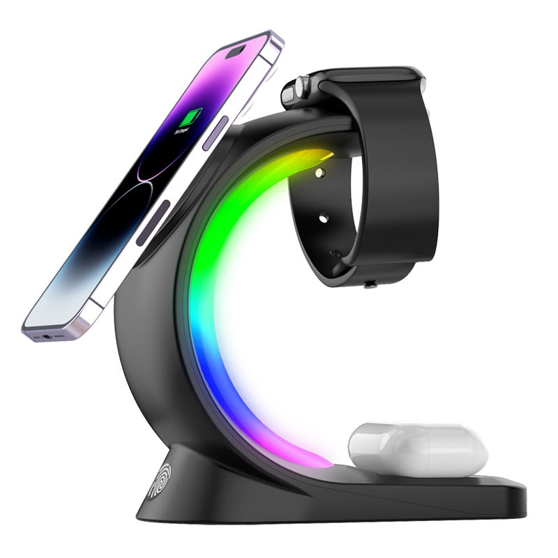 Magnetic Wireless Charging Dock with RGB light — iPhone, AirPods Pro, Watch