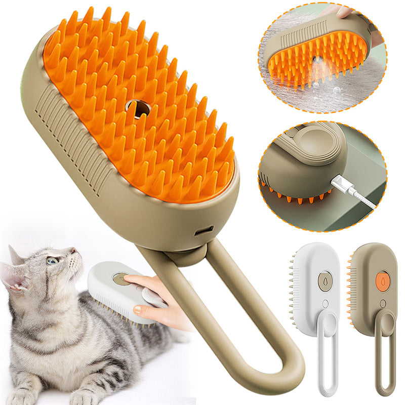 Steam Pet Brush 3-in-1 — Electric Steam Spray & Grooming Comb for Cats & Dogs