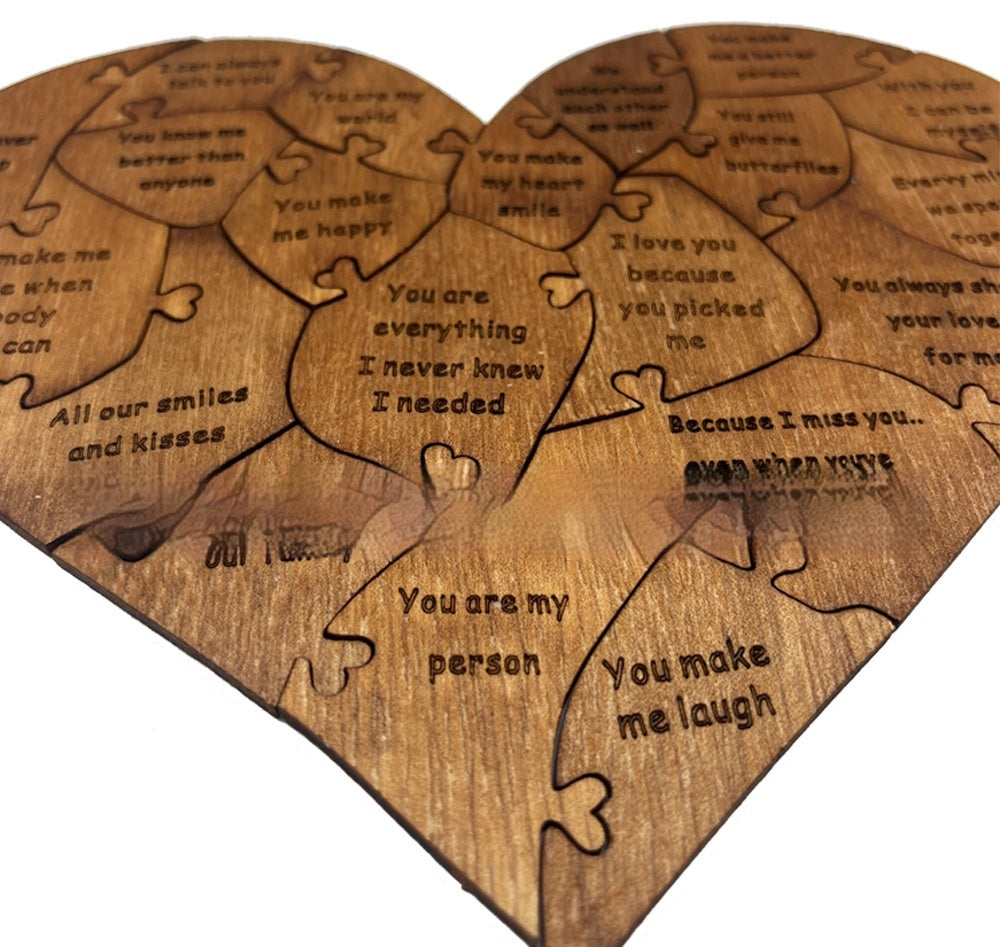 "Reasons I Love You" Wooden Heart Puzzle — Romantic Valentine Gift