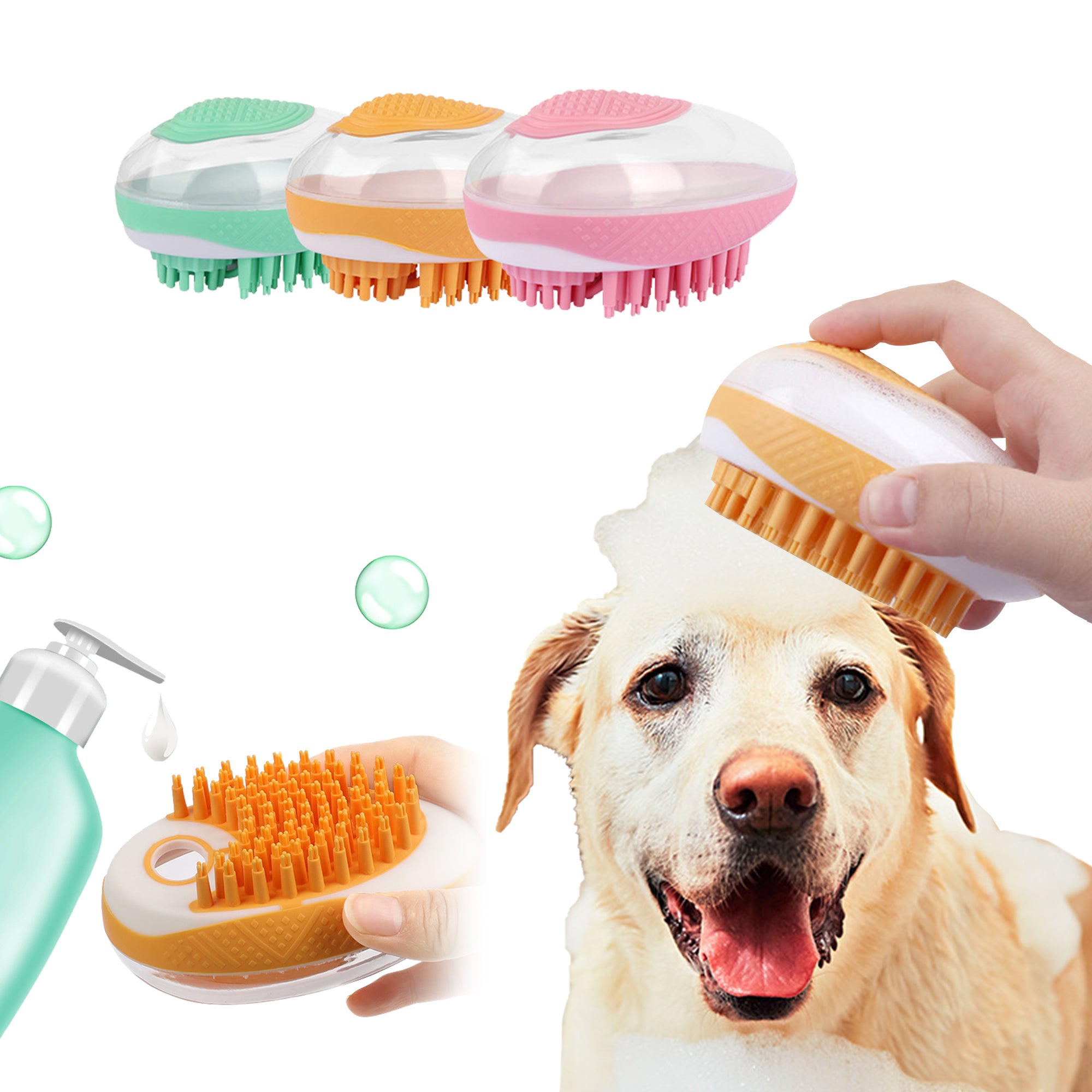 Dog & Cat Shower Brush (2‑in‑1) — Soft Silicone SPA Massage Groomer