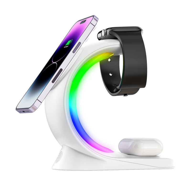 Magnetic Wireless Charging Dock with RGB light — iPhone, AirPods Pro, Watch