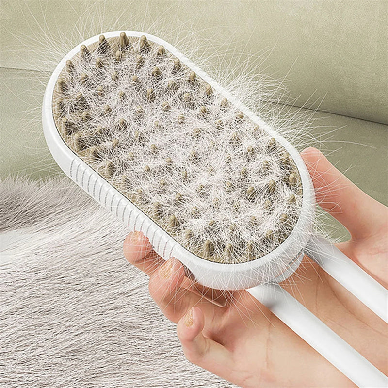 Steam Pet Brush 3-in-1 — Electric Steam Spray & Grooming Comb for Cats & Dogs